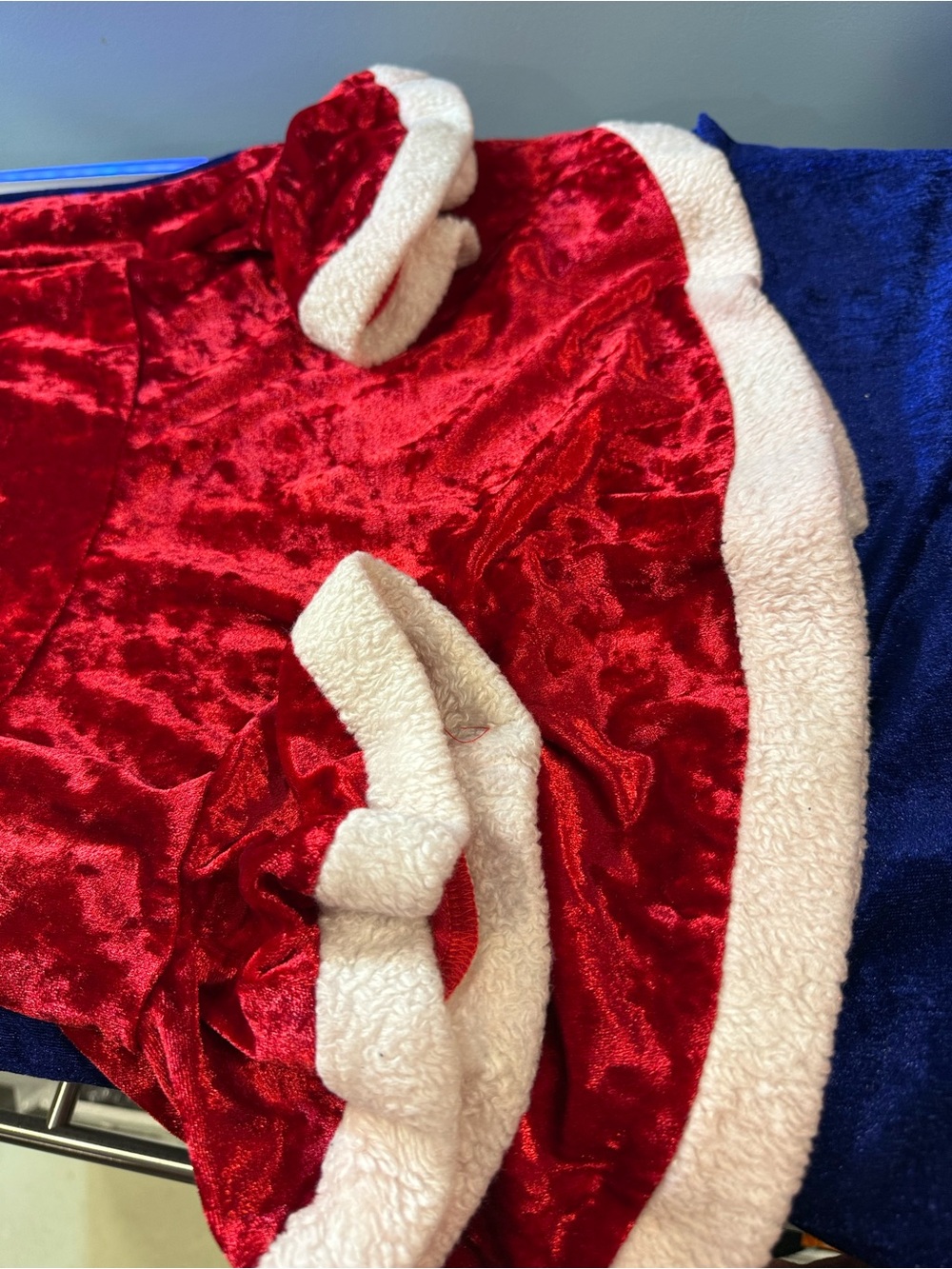 Holiday Plush Santa Dress Red with Cream Trim